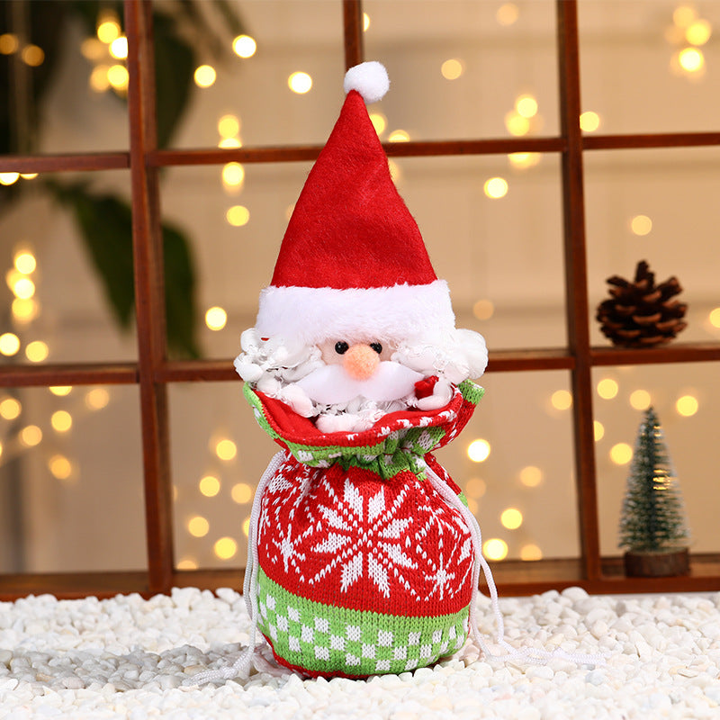 Sac cadeau de Noël en maille pour enfants – pommes et friandises