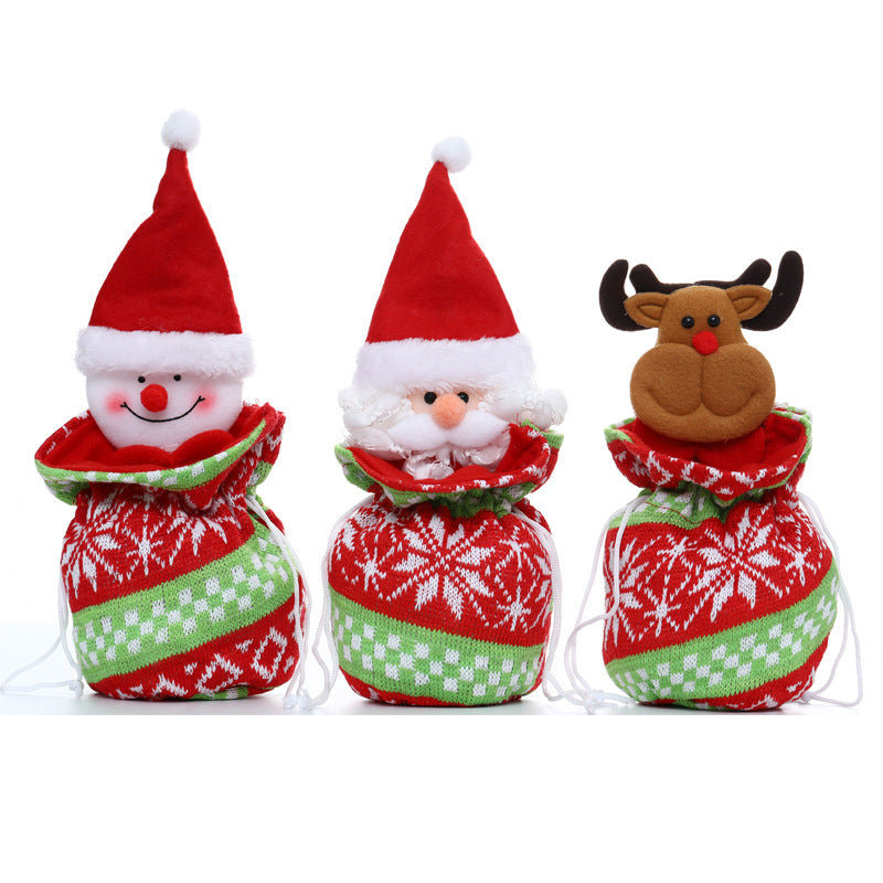 Sac cadeau de Noël en maille pour enfants – pommes et friandises