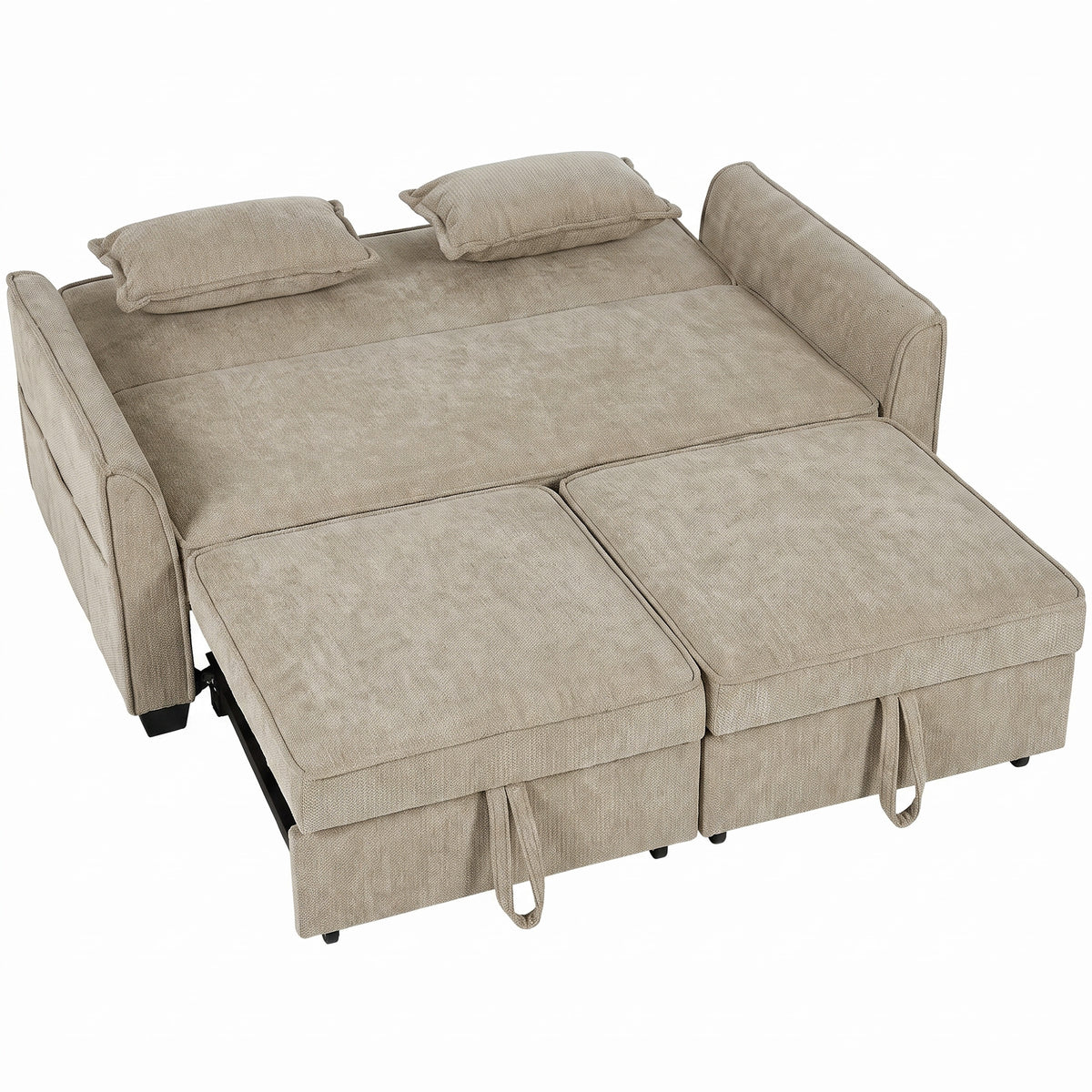 Canapé convertible 2 places en chenille marron – 167 cm