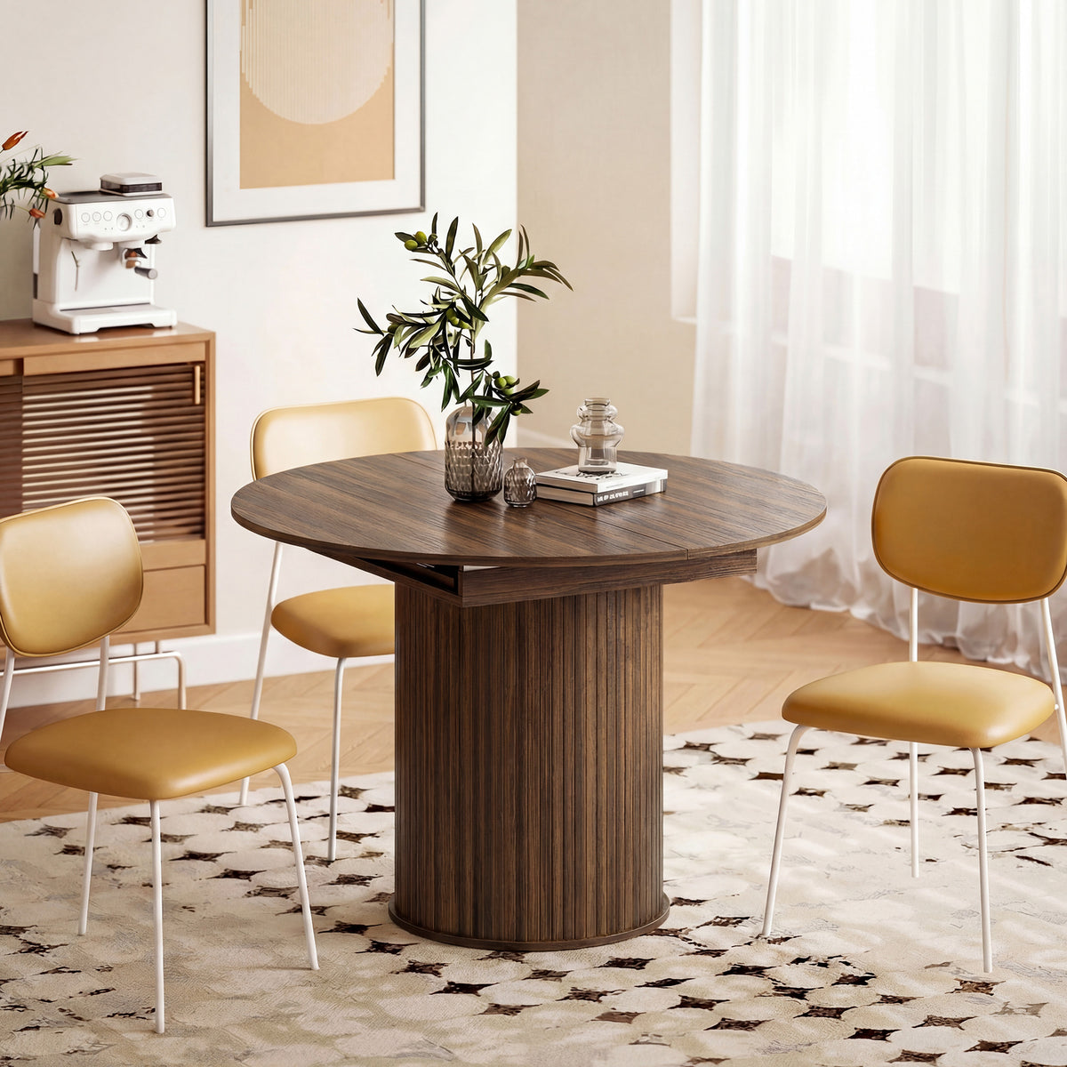 Table à Manger Extensible pour 6 à 8 Personnes, 110-150 cm,Noyer