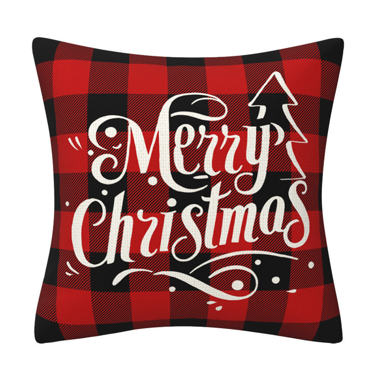 Housse de coussin de fêtes 45 × 45 cm – carreaux noirs et rouges, voiture et lettres
