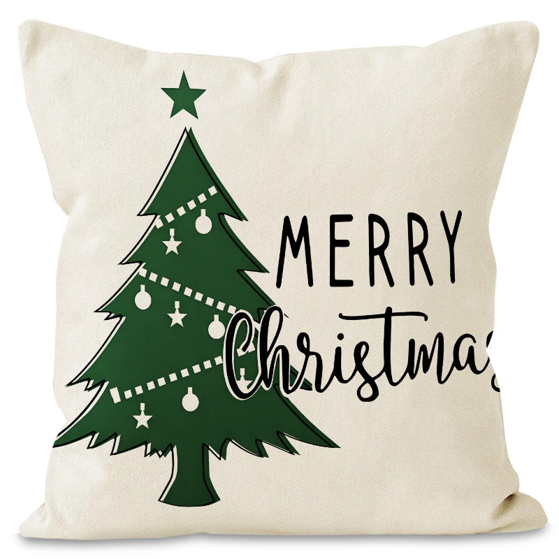 Housse de coussin de Noël 45 × 45 cm – motifs sapin et flocons pour canapé