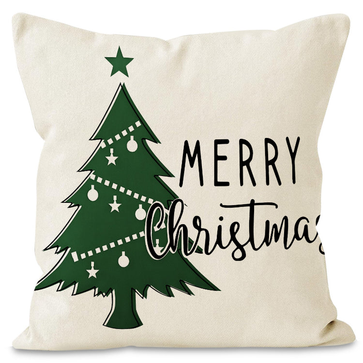 Housse de coussin de Noël 45 × 45 cm – motifs sapin et flocons pour canapé