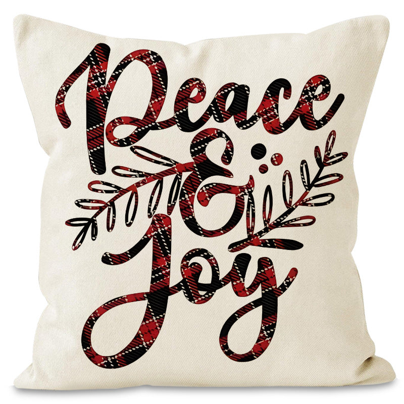 Housse de coussin de Noël 45 × 45 cm – motifs flocons, carreaux et cerf