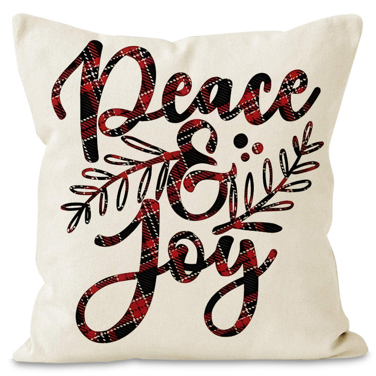 Housse de coussin de Noël 45 × 45 cm – motifs flocons, carreaux et cerf