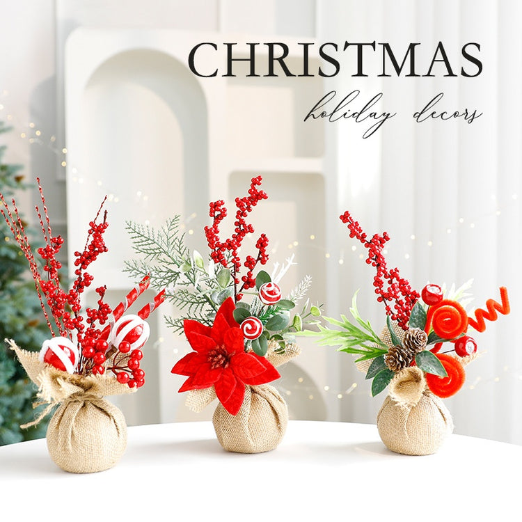 Mini Christmas Tree Desktop Decoration, Miniature Christmas Tree Plant Pot for Scene Decoration, Christmas Ornament
