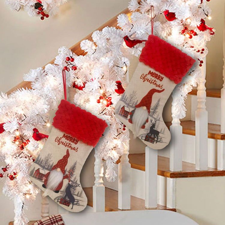 Chaussette de Noël à personnage sans visage – décoration à suspendre au sapin