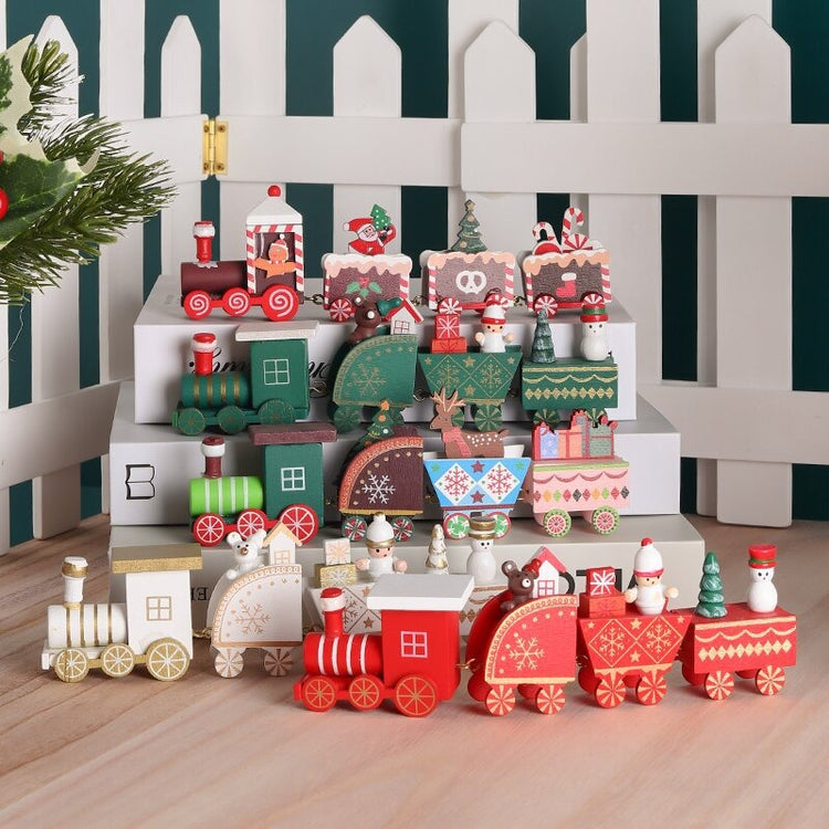 Train de Noël en bois – décoration de vitrine et cadeau pour enfants