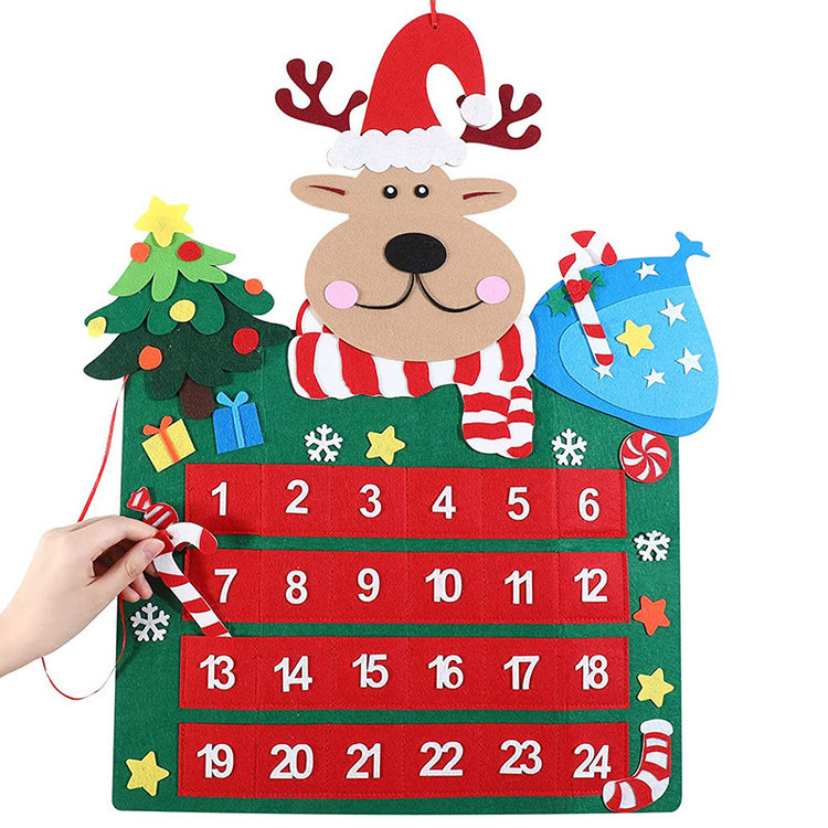 Calendrier de l’Avent à poches avec renne en feutrine