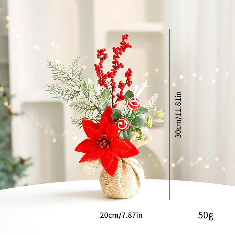 Mini Christmas Tree Desktop Decoration, Miniature Christmas Tree Plant Pot for Scene Decoration, Christmas Ornament