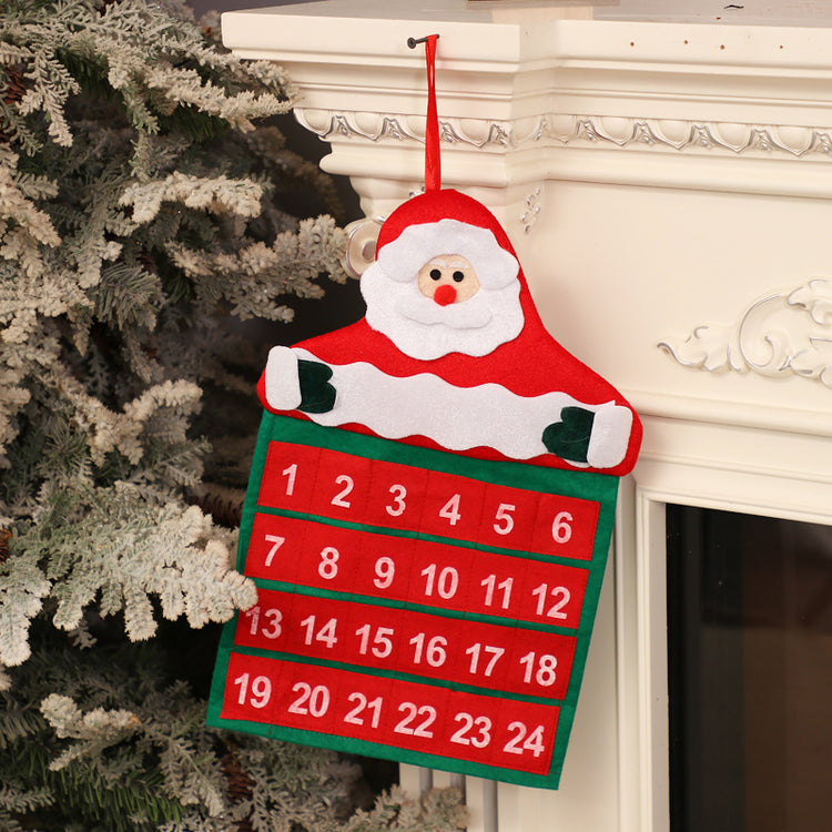Calendrier de Noël décoratif en velours avec marquage à chaud