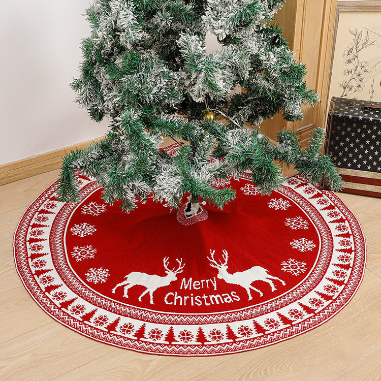 Jupe de sapin de Noël tricotée à motif élan – Diamètre 120 cm