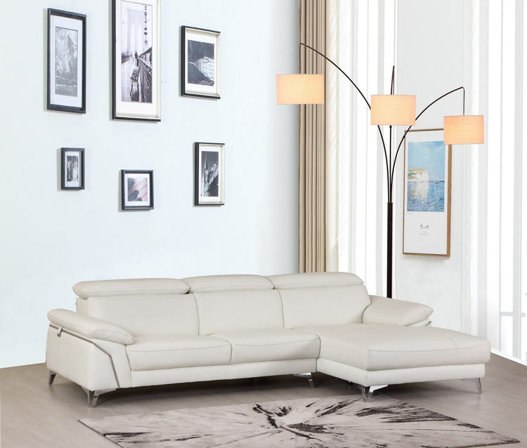 Canapé d’angle en cuir italien blanc – 2 pièces avec méridienne