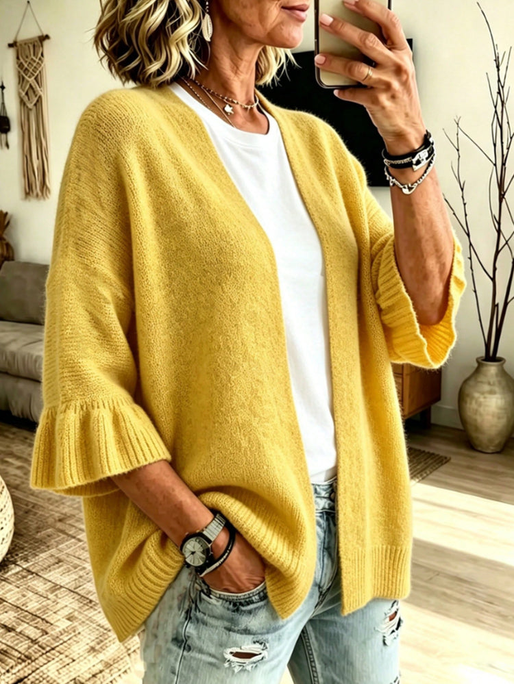 Gilet femme ample en maille à manches trois-quarts