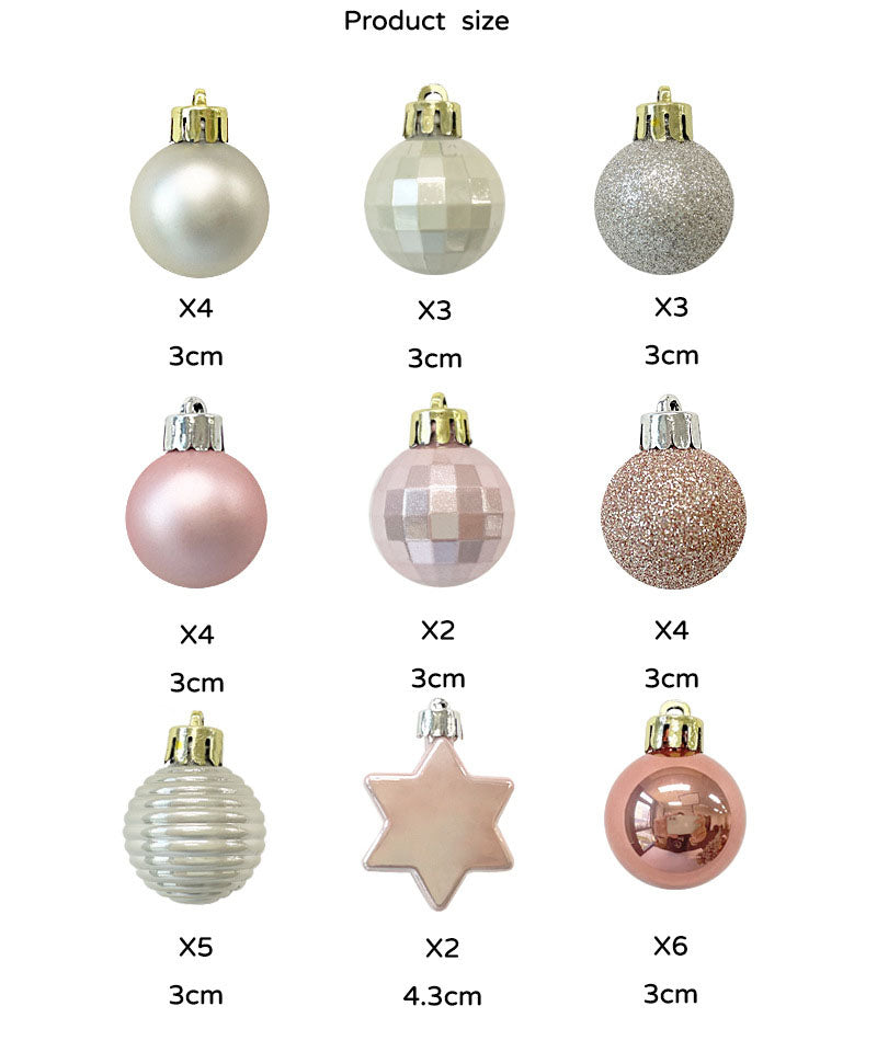 Christmas tree decoration 3cm light gold Christmas ball hanging pendant Christmas combination ball