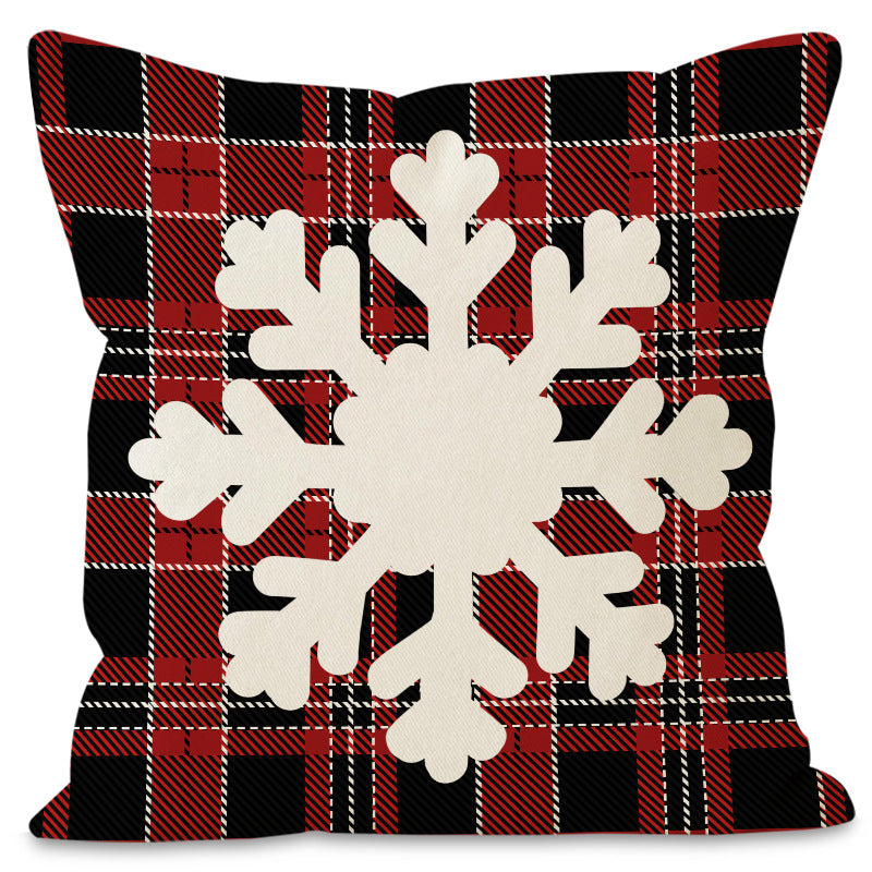Housse de coussin de Noël 45 × 45 cm – motifs flocons, carreaux et cerf