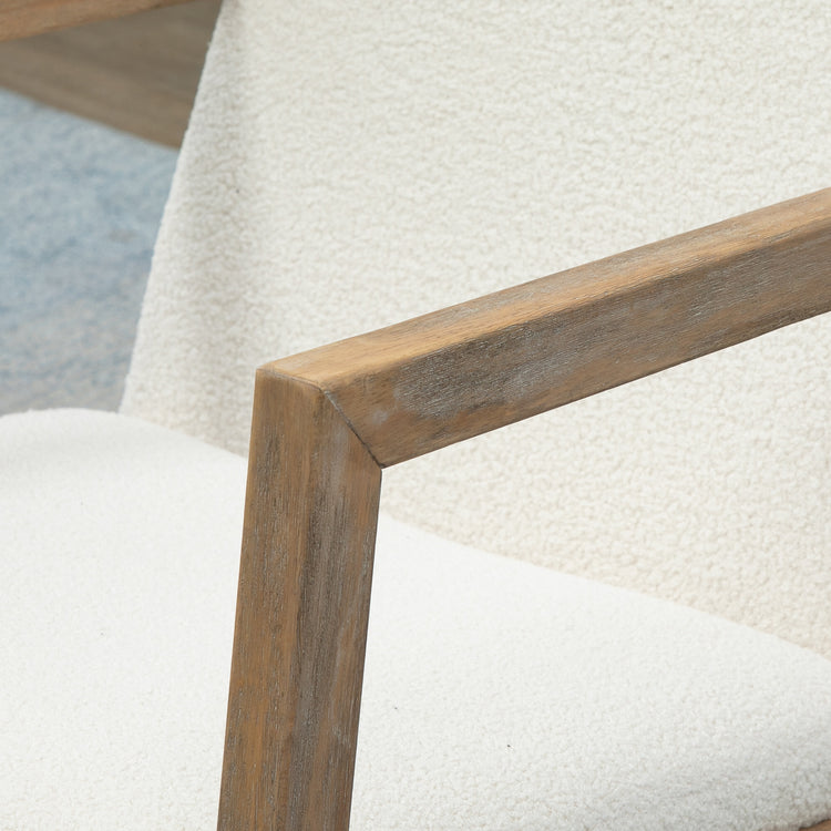 Fauteuil à bascule fauteuil allaitement rocking chair en tissu effet laine bouclée avec pieds en bois massif