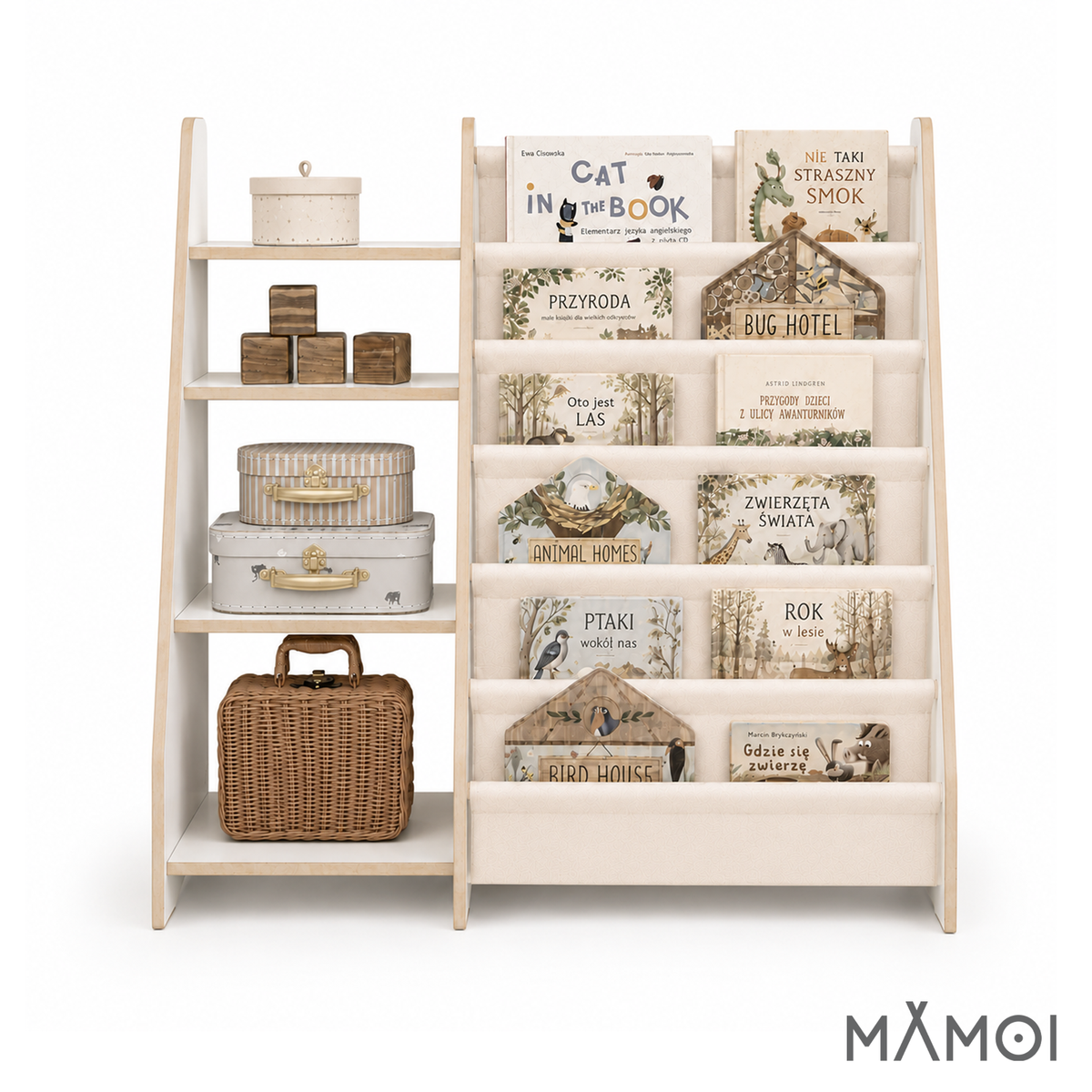 MAMOI® Étagère pour enfants pour livres et jouets, bibliothèque Montessori 2-en-1