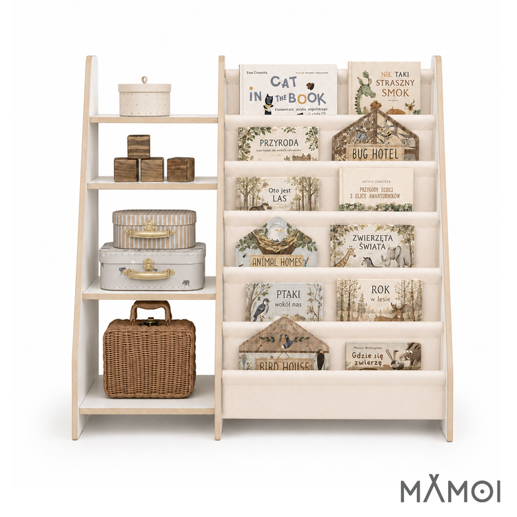 MAMOI® Étagère pour enfants pour livres et jouets, bibliothèque Montessori 2-en-1