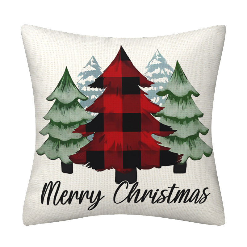 Housse de coussin de fêtes 45 × 45 cm – carreaux noirs et rouges, voiture et lettres