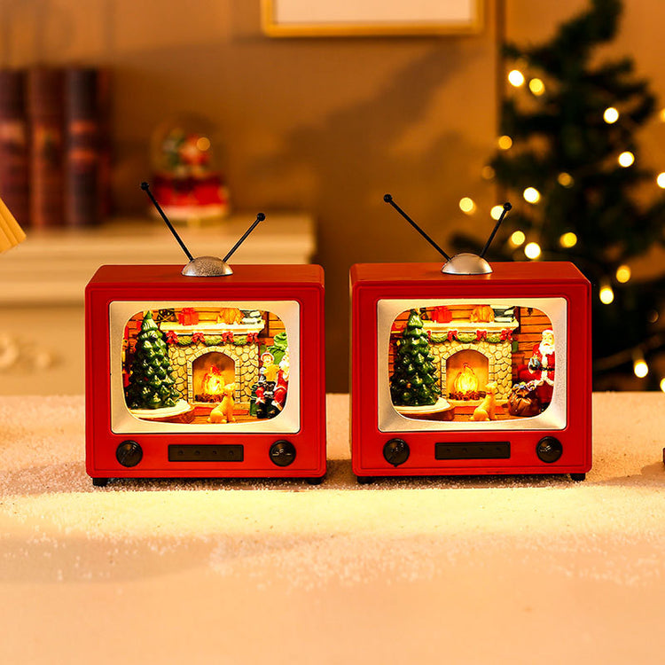 Télévision décorative de Noël en résine, musicale et animée