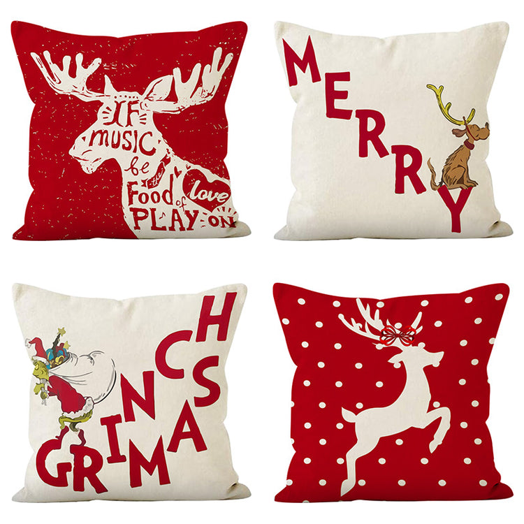 Housse de coussin de Noël 45 × 45 cm – imprimé cerf pour canapé