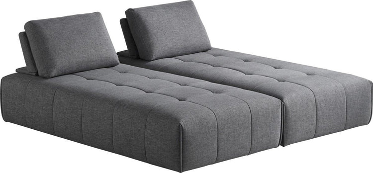 Canapé d’angle modulable gris – 2 pièces avec méridienne et coussins