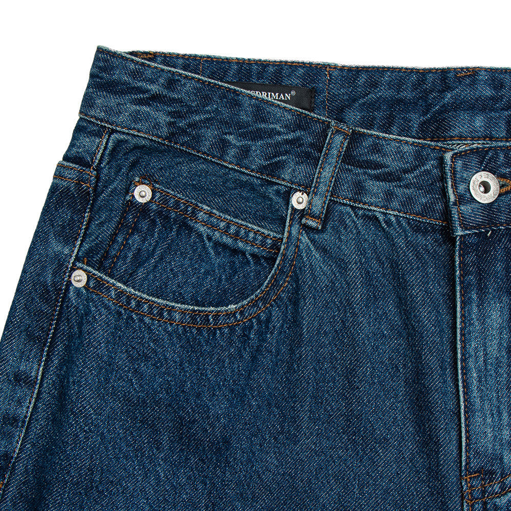Jean homme large et droit à effet délavé vintage