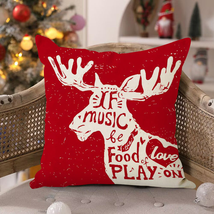 Housse de coussin de Noël 45 × 45 cm – imprimé cerf pour canapé