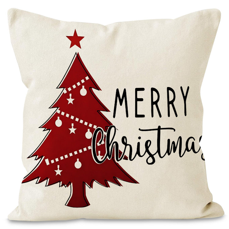 Housse de coussin de Noël 45 × 45 cm – motifs sapin et flocons pour canapé