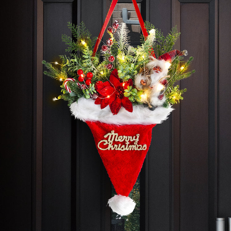 Bonnet de Noël lumineux décoratif à suspendre