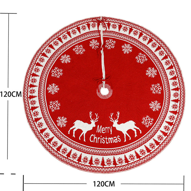 Jupe de sapin de Noël tricotée à motif élan – Diamètre 120 cm