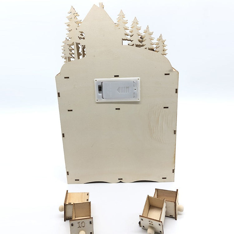Calendrier de l’Avent en bois avec éclairage LED – compte à rebours de 24 jours