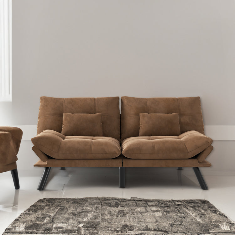 Canapé-lit moderne convertible et pliable marron, toucher cuir
