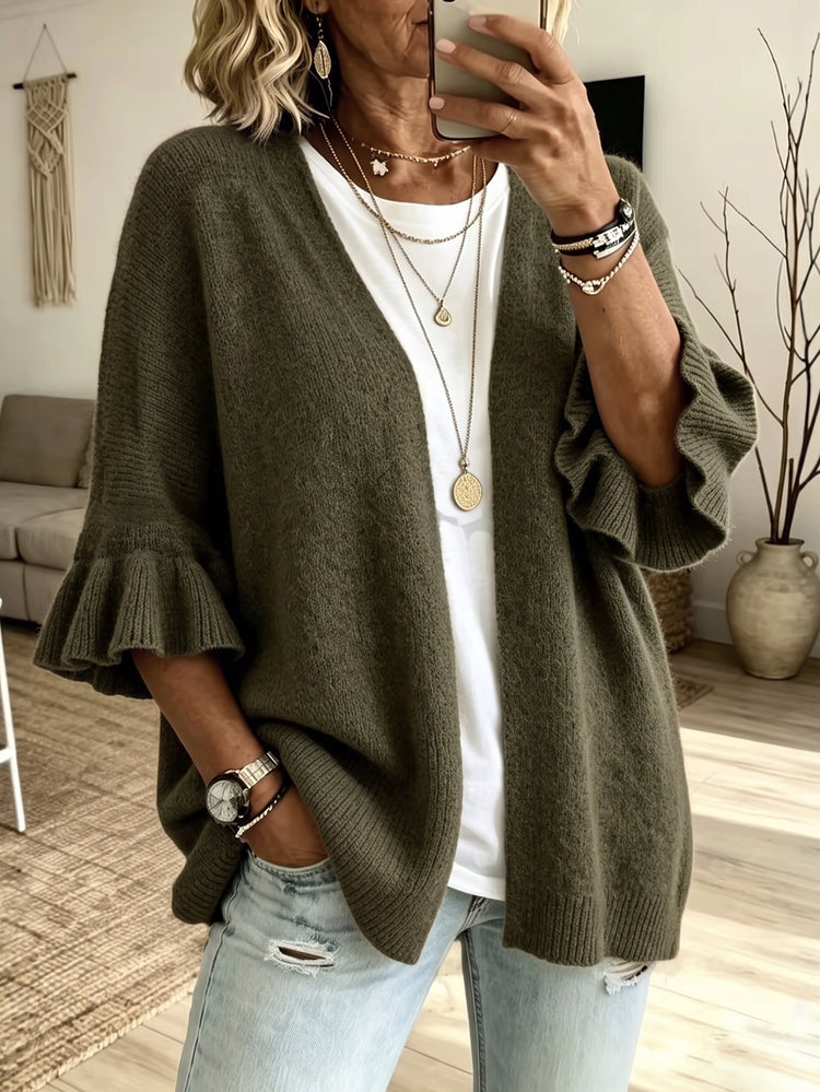 Gilet femme ample en maille à manches trois-quarts