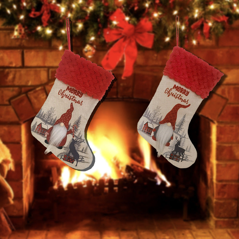 Chaussette de Noël à personnage sans visage – décoration à suspendre au sapin