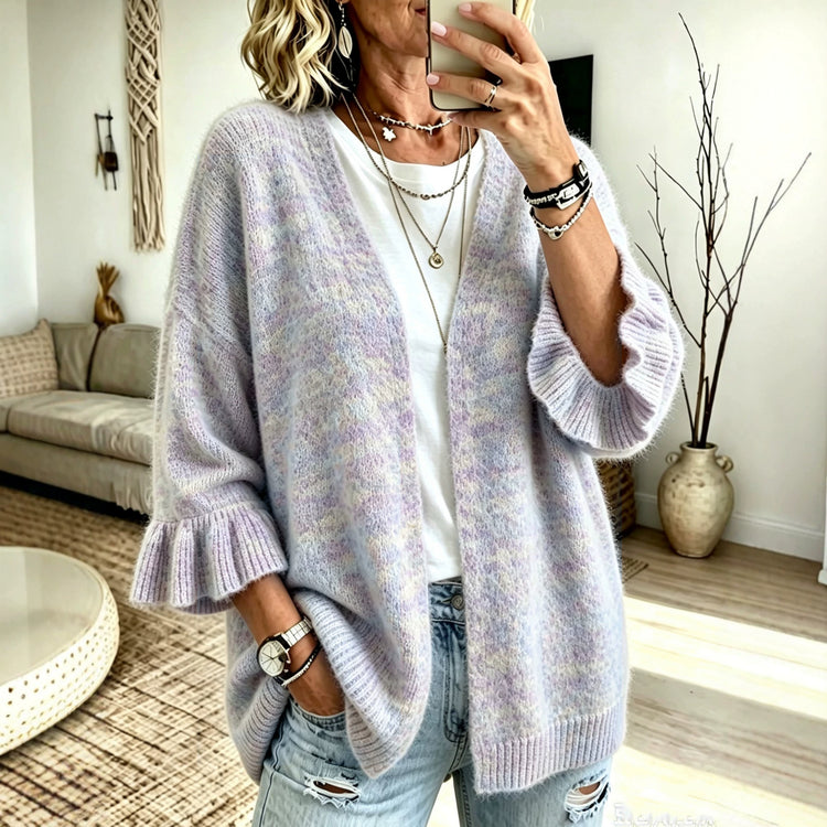 Gilet femme ample en maille à manches trois-quarts