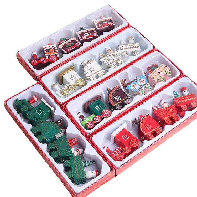 Train de Noël en bois – décoration de vitrine et cadeau pour enfants