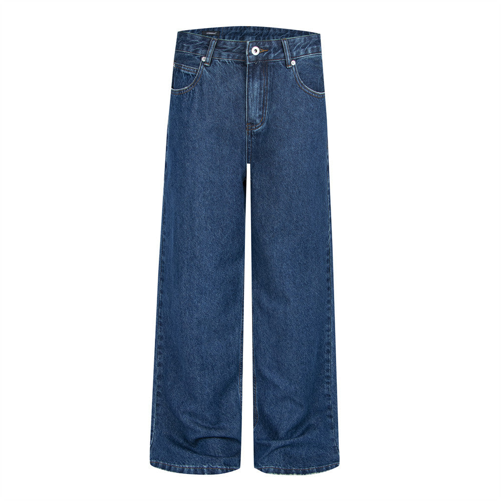 Jean homme large et droit à effet délavé vintage