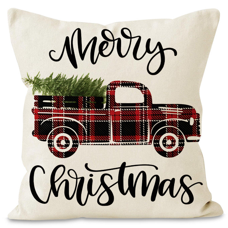 Housse de coussin de Noël 45 × 45 cm – motifs flocons, carreaux et cerf