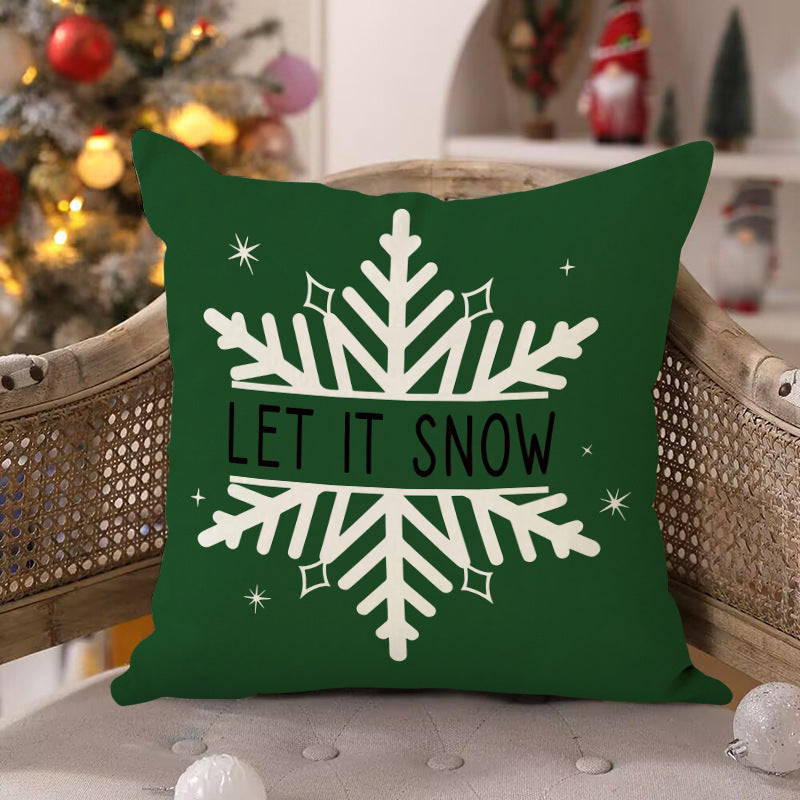 Housse de coussin de Noël 45 × 45 cm – motifs sapin et flocons pour canapé
