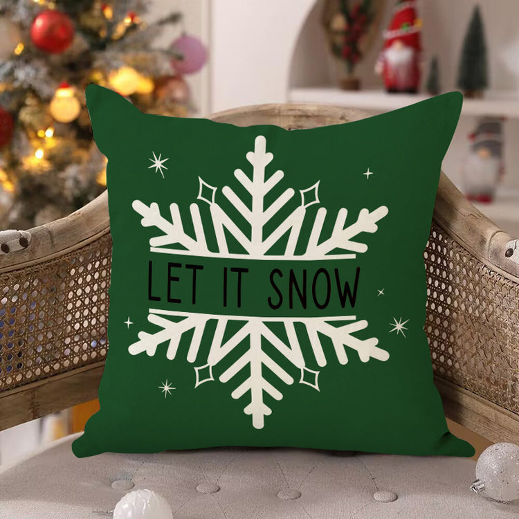 Housse de coussin de Noël 45 × 45 cm – motifs sapin et flocons pour canapé