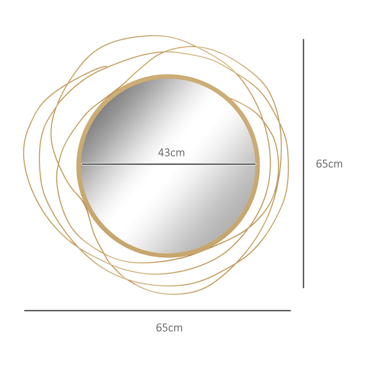 Miroir rond en métal doré – Ø 65 cm