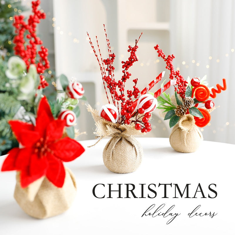 Mini Christmas Tree Desktop Decoration, Miniature Christmas Tree Plant Pot for Scene Decoration, Christmas Ornament