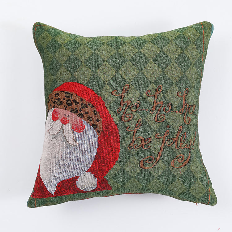 Housse de coussin de Noël tissée, motifs élan et bonhomme de neige, sans coussin intérieur
