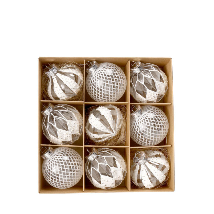 Christmas Decorations Boutique Transparent Painted PET Christmas Ball Set Hanging Christmas Tree Accessories Pendant