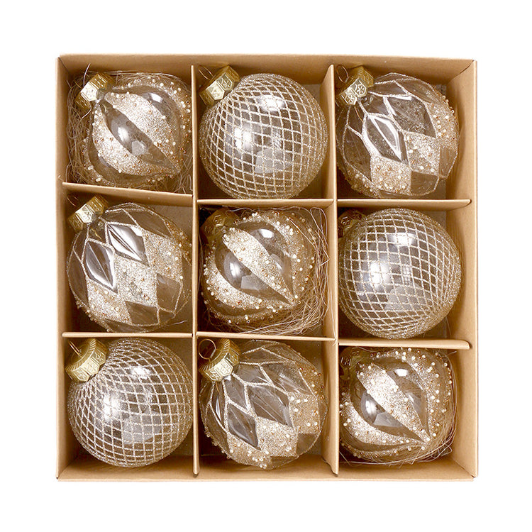 Christmas Decorations Boutique Transparent Painted PET Christmas Ball Set Hanging Christmas Tree Accessories Pendant