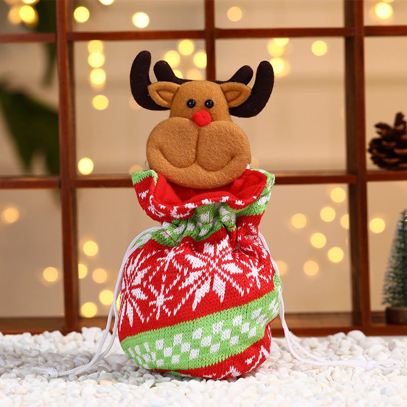 Sac cadeau de Noël en maille pour enfants – pommes et friandises