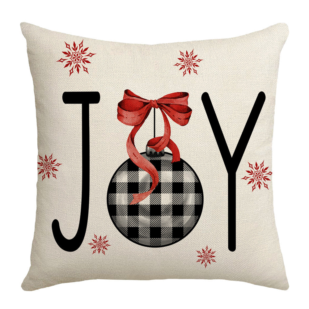 Housse de coussin de Noël 45 × 45 cm – motifs carreaux, sapin et flocons