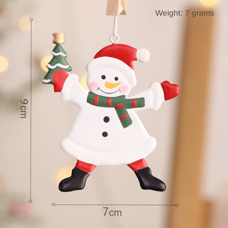 Décorations de Noël en métal à suspendre – Père Noël et bonhomme de neige
